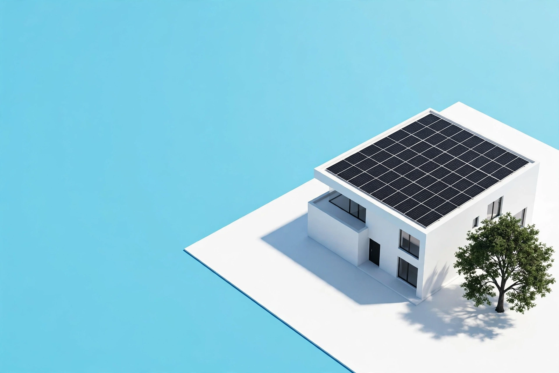 Modern home with rooftop solar panels